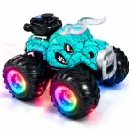 Puldiga juhitav MONSTER TRUCK BULL, rohekashall, suurte ratastega, LED valgustusega, suitsuefekt, 4x4