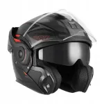 Klapitav kiiver Nox Premium Jaw, must matt ja punane, XL