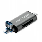 Vention USB 3.0 ja USB-C SD/microSD kaardilugeja, hall