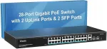 VIMIN 28-pordiline metallist PoE+ v&otilde;rgul&uuml;liti, 24x Gigabit, 4x SFP, 320W