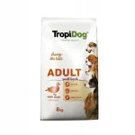 TropiDog Adult S kuivtoit koertele, part ja riis, 8 kg