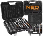 Komplekt: NEO TOOLS padrid ja v&otilde;tmed 1/2", 1/4", 73 osa, roostevaba teras, kohver