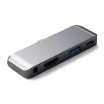 Satechi Aluminium Pro 60W kaasaskantav USB-C adapter, 4K HDMI, USB-A 3.0, k&otilde;rvaklappide pesa