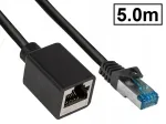 V&otilde;rgu pikenduskaabel RJ45 pistik - pistikupesa, Cat.6A, varjestatud, vask, must, 5 m