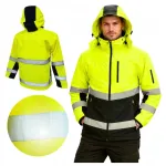 Meeste t&ouml;&ouml;jope SOFTSHELL helkuritega, veekindel, kollane kapuutsiga