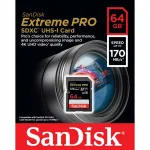 SANDISK 64GB SDXC Extreme Pro UHS-I U3 V30 170MB/s m&auml;lukaart