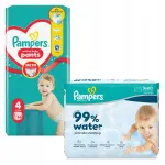 M&auml;hkmed Pampers suurus 4 52 tk ja Harmonie niisked salvr&auml;tikud 144 tk