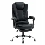 Ergonoomiline nahast t&ouml;&ouml;stool musta jalamorgiga
