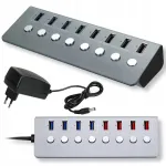 USB jagaja, 4x USB 3.0 ja 4 laadimispesa, alumiinium, 8 pesa