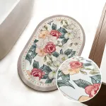 Vannitoa vaip 50x80 liivakarva lillemustriga, libisemiskindel