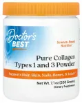 Kollageeni pulber DOCTOR'S BEST Pure Collagen Type 1&3 200 g, t&uuml;&uuml;bid 1 ja 3