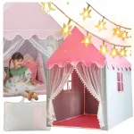 Laste telk TENT Cottage Castle Palace LED roosi girlandiga
