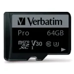 microSD m&auml;lukaart Verbatim 64GB + adapter Pro U3 must 47042