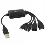 Esperanza EA158 USB jagaja, 3x USB 2.0, 1x Micro USB, must