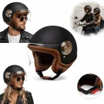 Motorratti kiiver NEO-RETRO, mattmust, suurus L