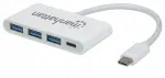 USB jaotur Manhattan 3 pesa USB-C 3.1 Gen1 koos 3 USB-A ja USB-C PD &uuml;hendusega