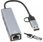 USB-C jagaja LAN, USB 3.0, Ethernet RJ45 kuni 100 Mbps