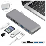 USB-C mitme pordiga &uuml;hendus HUB, 2x USB 3.0, USB-C 3.1, microSD, SD