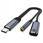 K&otilde;rvaklappide v&otilde;imendi adapter USB-C-st 3,5 mm minijack-ks + USB-C 100W WIREWAY