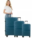 Kohvrite komplekt LANZARO 3 tk, pol&uuml;prop&uuml;leen, TSA lukuga, tumeroheline (suur, keskmine, k&auml;sipagasilu)