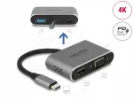 Adapter USB-C HDMI ja VGA, USB 3.2 ja PD Delock 64074