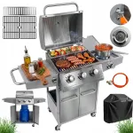 Gaasigrill BERGMANN 3+1, 11,6 kW, valandatud malm, ballooni hoidiku ja kaanega