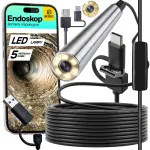 Endoskoopiline 5 m LED-kaamera USB-C telefonidele, 3in1, HD, IP67