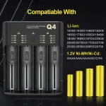 Akulaadija, 4 pesa, Li-Ion 3.6/4.2 V, NiMH, NiCd