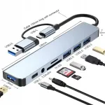 USB-C 8-in-1 jaotur, SD/TF kaardilugeja, USB 3.0 ja heli