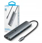 USB-C 8-in-1 dokk Vention, 4K 60Hz, 100W PD, 0,15 m