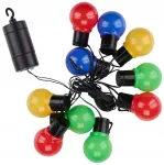 Valguskett 10 LED v&auml;rvilised pirnid 6 m patareidega