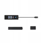 USB-C jaotur USB-A ja USB-C pistikute ja musta v&auml;rvusega