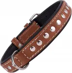 Nahast koera kaelarihm naelutega, 58,4&ndash;66 cm, pruun, CollarDirect XL