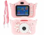 Laste digitaalne kaamera Unicorn USB roosa, kleepsudega, 32GB SD-kaart