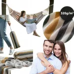 Kahekordne aia h&auml;ngematt XXL 260x150 cm puidust raami k&uuml;ljes