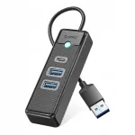 USB jagaja Orico PWC2U-U3, 3 porti: 2x USB-A 3.0, 1x USB-C 3.0, 0,5 m, must