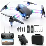 Droon kaameraga E99, kokkupandav, LED, WiFi FPV, topeltkaamera, 2 akut 1800mAh