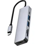 USB-C 6-&uuml;hes jagaja HDMI 4K, USB 3.0, SD ja TF kaardipesadega MacBooki ja iPadi jaoks