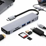 USB-C jaotus 6-in-1, 6x USB, HDMI 4K, PD 100W, 20 cm