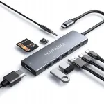 USB-C jagaja 9in1 HDMI 4K, USB 3.0, PD 100W, SD, 3.5 mm AUX