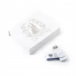 Twister 16 GB USB-m&auml;lupulk, USB 3.0, koos valge magnetkarbi ja pulmakeerimise graveeringuga