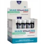 Toidulisand Mag-Vitum B6 Ashwagandha SHOT, 20 x 25 ml, 375 mg magneesium, apelsini maitsega