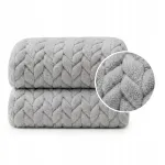 Hall herringbone mustriga pleed, pehme ja soe, 200x220 cm