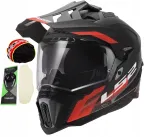 Motojalgratturi kiiver LS2 MX701 Explorer Hexa, must/punane/hall, suurus XS