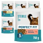 Kuiv kassitoit Perfect Fit Sterile 1+ kanaliha ja veiselihaga, 6 x 750 g