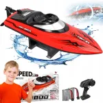 Puldiga juhitav RC paat, 2.4GHz, automaatne tagasip&ouml;&ouml;rdumine &uuml;mberp&ouml;&ouml;ramisel, LEDiga