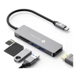 USB-C 5-&uuml;hes NOVOO hub koos HDMI 4K ja SD kaardilugejaga, adapter s&uuml;learvutile
