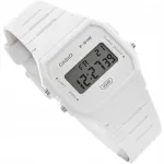 K&auml;ekell CASIO F-91WB-7AEF, valge, kuup&auml;eva, kronomeetri ja valgustusega