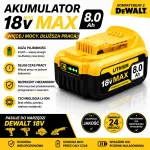 Varuakupatarei 18V 8Ah LED-valgustusega Dewalt DCB182, DCB206 t&ouml;&ouml;riistadele