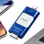 128GB USB m&auml;lupulk, 4 &uuml;hendust: Lightning, USB-C, sinine, iPhone, Android ja arvutitele